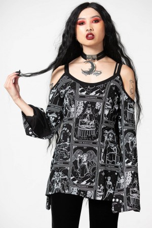 Killstar Destiny Cold-Shoulder Top Černé | PTXGJZ-851