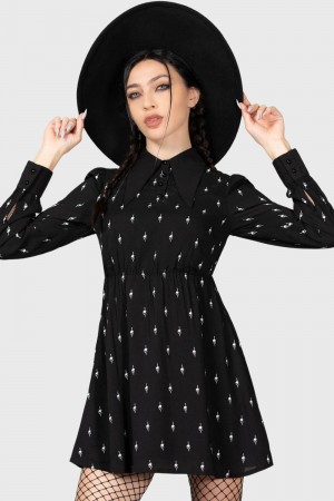 Killstar Detest Babydoll Mini Šaty Černé | GABOZI-624