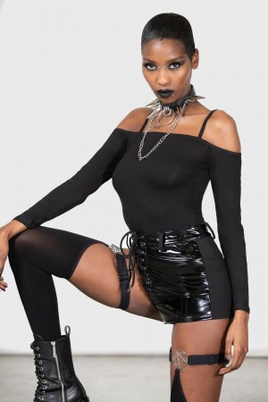 Killstar Devastate Bardot Top Černé | IENKTS-924
