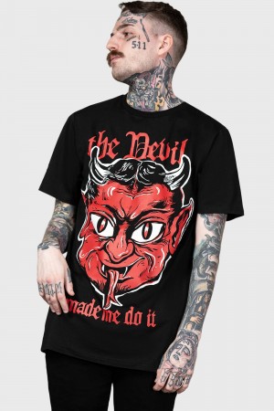 Killstar Devil Night T-Shirt Černé | ONVMRQ-120
