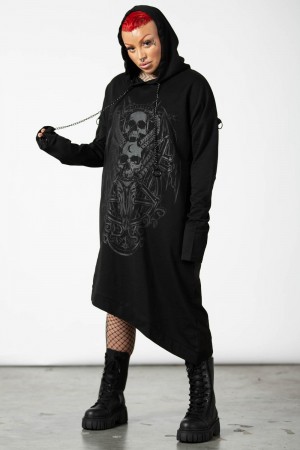 Killstar Dispare Asymmetrical Hoodie Černé | WRXUNI-457
