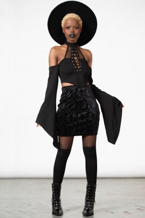 Killstar Doom Duchess Skirt [B] Černé | KCPIAN-548