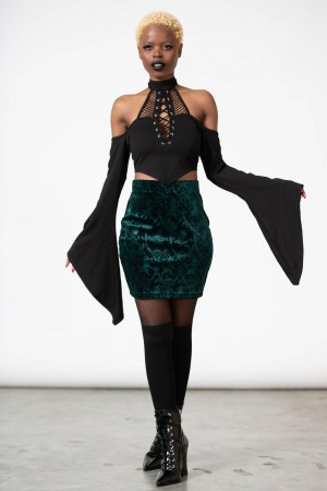 Killstar Doom Duchess Skirt [EMERALD] Zelene | LHFMYC-967