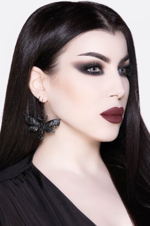 Killstar Drawn 2 Light Earrings [B] Černé | PWJIQG-528