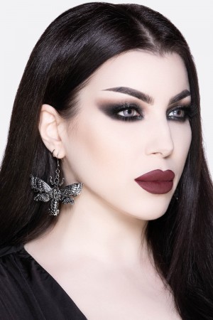 Killstar Drawn 2 Light Earrings [S] Stříbrné | MRKXUI-457
