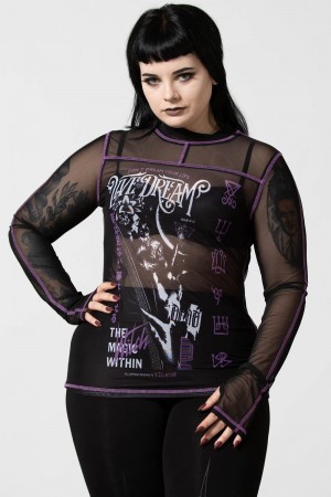 Killstar Dream Mesh Top Černé | BVWXRJ-103