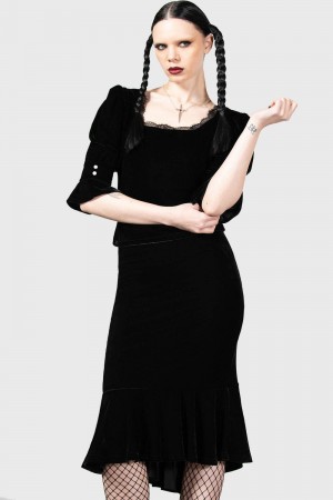 Killstar Drusilla Midi Skirt Černé | CWBVEM-251