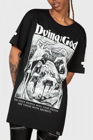 Killstar Dying God T-Shirt Černé Bílé | YJOFUW-302