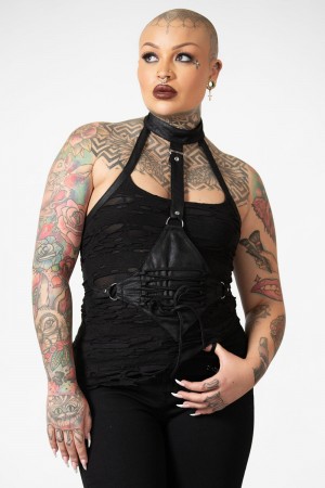 Killstar Dystopian Halter Top Černé | ZGICYL-601