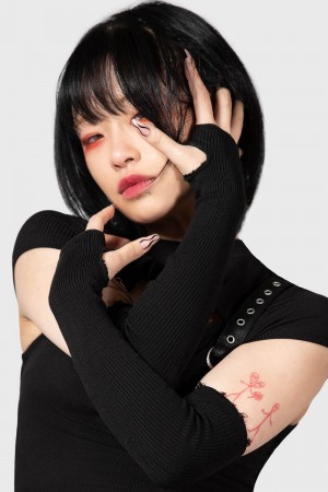 Killstar Elvyne Gloves Černé | MHOXIP-470