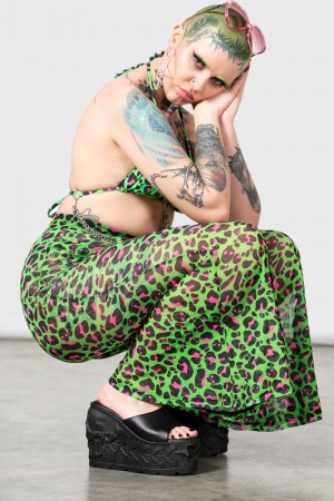 Killstar Emerald Sugar Mesh Flare Trousers Černé | ZNGPWL-562