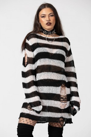Killstar Emo Knit Svetrové Bílé | QOJHMY-374