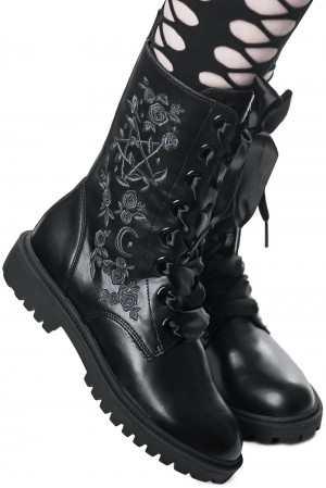 Killstar Enchanted Combat Boots Černé | YTPEUN-793