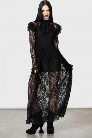 Killstar Enmity Maxi Šaty Černé | GCLWSF-807