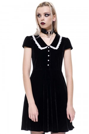 Killstar Every Mourning Collar Šaty [B] Černé | BVLSOJ-342