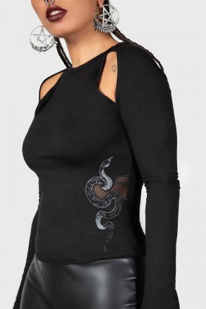 Killstar Femme Fangs Top Černé | DOFUYC-364