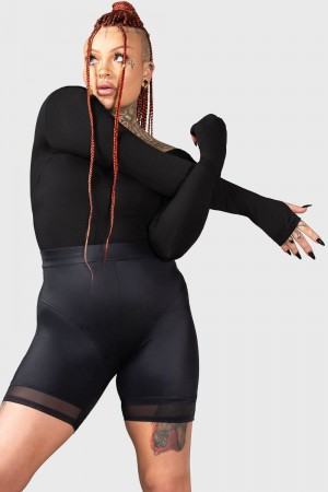 Killstar Flexi Demon Long Sleeve Leotard Černé | KHUBNF-379