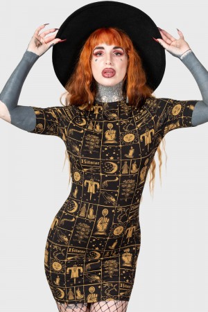Killstar Folk Horror Bodycon Černé | DANGWK-206