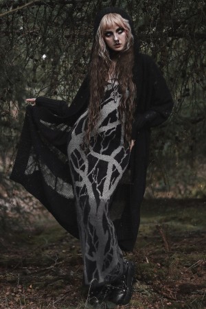 Killstar Forest Knit Šaty Černé | TXOIVS-975