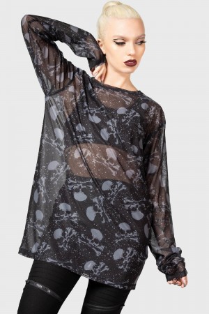 Killstar Fright Train Long Sleeve Top Černé | GXAQIZ-109