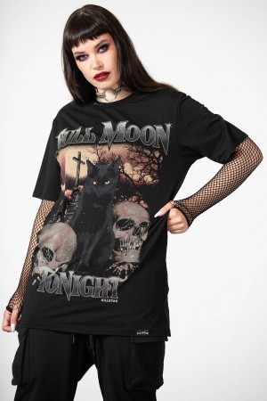 Killstar Full Moon T-Shirt Černé | ZEHTKV-017