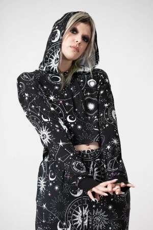 Killstar Galaxy Cropped Hoodie Černé | GBHIEA-492