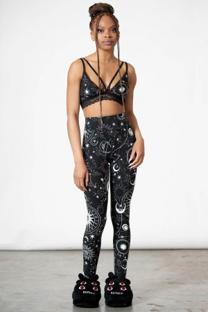 Killstar Galaxy Lounge Leggings Černé | CGPDWM-172