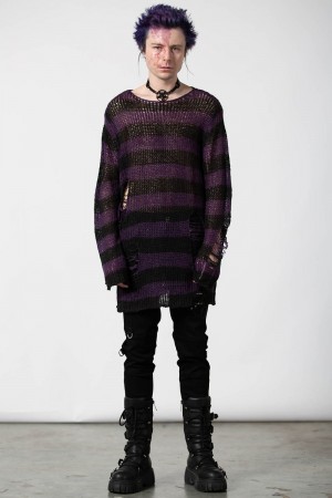 Killstar Graph Knit Svetrové Fialové | CPVANO-648