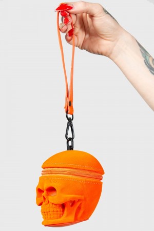 Killstar Grave Digger Coin Purse [ORANGE VELVET] Oranžové | KSIEQC-647