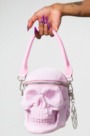 Killstar Grave Digger Skull Handbag [PASTEL PINK] Růžové | YQRHUL-148