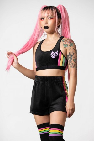 Killstar Groovy Velour Bralet Černé | BEDWIN-914