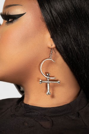 Killstar Harvesting Moonchild Earrings Stříbrné | XSPWFC-617
