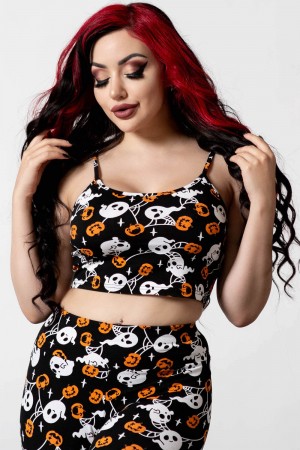 Killstar Haunted Pumpkin Cropped Cami Černé | NOGYTQ-047