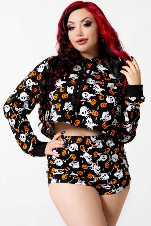 Killstar Haunted Pumpkin Cropped Hoodie Černé | GXTEJS-062