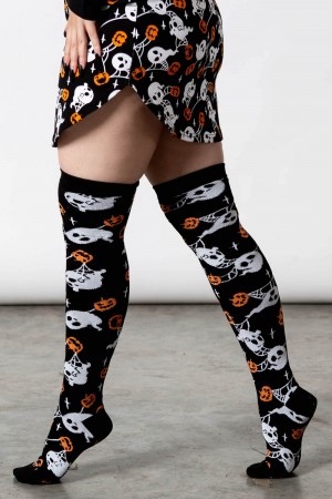 Killstar Haunted Pumpkin Knee-High Socks Černé | VGBAOD-752