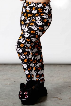 Killstar Haunted Pumpkin Lounge Leggings Černé | BEWTRS-628