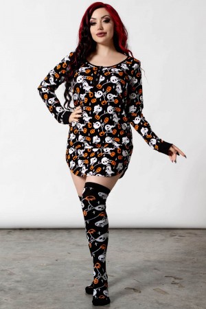 Killstar Haunted Pumpkin Lounge Šaty Černé | XKNCJH-138