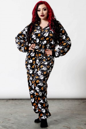 Killstar Haunted Pumpkin Onesie Černé | IUBEOY-365