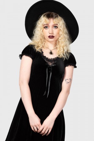 Killstar Heather Babydoll Šaty [B] Černé | GXNHUI-902