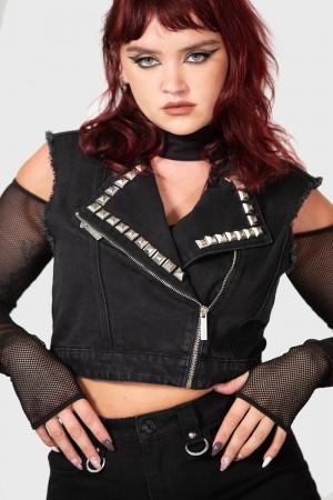 Killstar Heaven2Hell Denim Vest Černé | OXQPYT-052