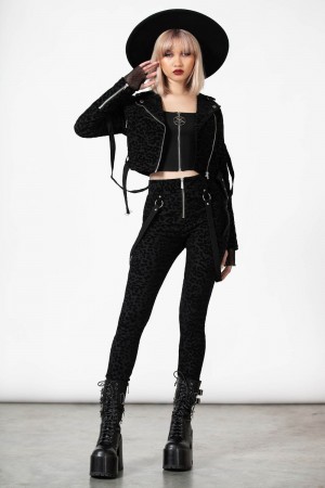 Killstar Hellcat Zip Trousers Černé | VDRTHG-690
