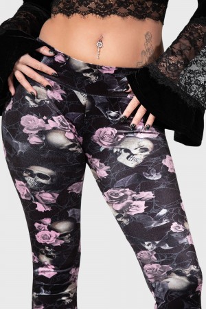 Killstar Hematite Leggings [BLACK/PINK] Růžové | MNOTCR-650