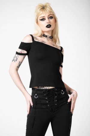 Killstar Huntly Bardot Top Černé | JRZXLE-816