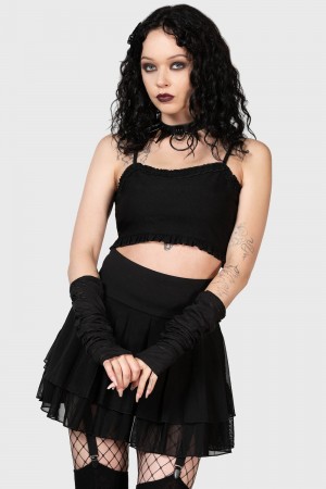 Killstar Ines Crop Top Černé | NXLAUK-027