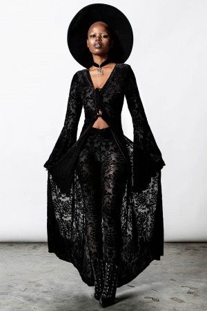 Killstar Inferno Velvet Duster Černé | WJSQGN-709