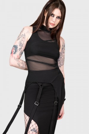 Killstar Johana High Neck Top Černé | XPNLSR-380