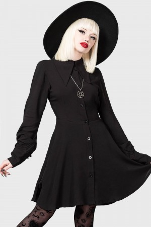 Killstar Kimaris Long Sleeve Šaty Černé | CUZVNJ-581