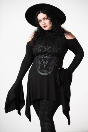 Killstar Kiss 'N' Spell Long Sleeve Top Černé | WLXNJK-243