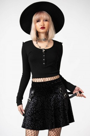 Killstar Kitty Pride Skater Skirt [B] Černé | FKDEWI-389