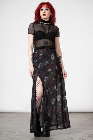 Killstar Kleadora Mesh Maxi Skirt Černé | ADETGF-673